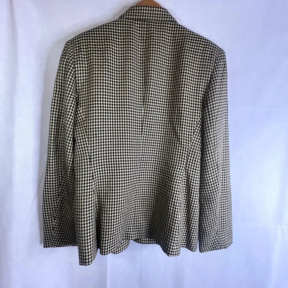Rena Rowan for Saville Houndstooth Wool Blend Double Breasted Blazer Size 4 - Picture 2 of 10